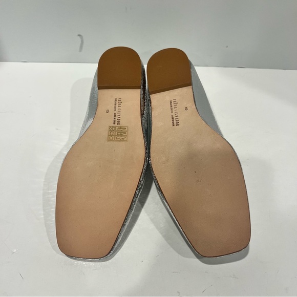 Freda Salvador Jada Square Toe metallic Silver Leather Shoes Ballet Flat Size 9 - Picture 15 of 16